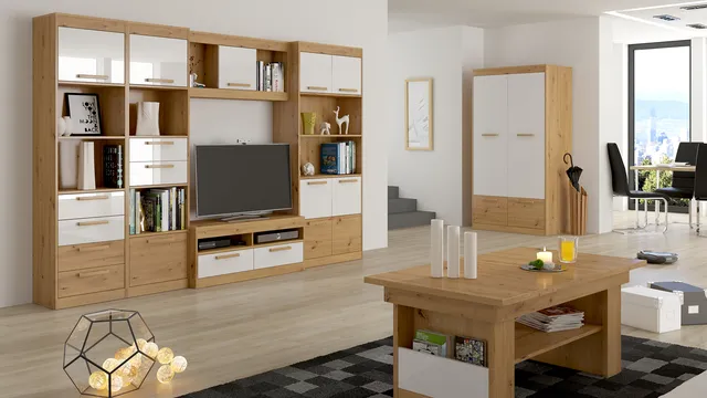 MebloCross Maximus salon dąb artisan biały połysk