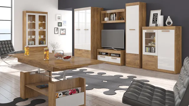 MebloCross Maximus salon dąb burgundzki biały połysk