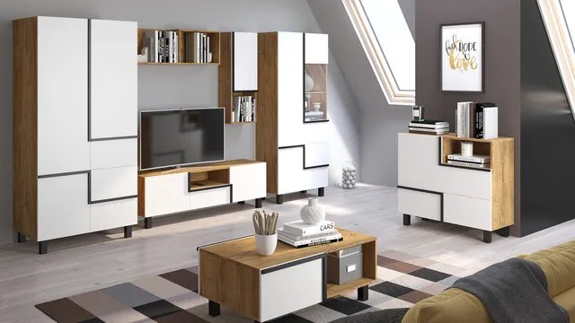 MebloCross Lars salon dąb burgundzki biały