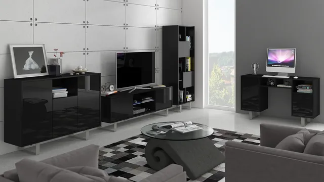 MebloCross King salon czarny czarny połysk