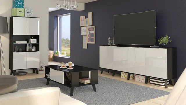 MebloCross Sven czarny biały połysk