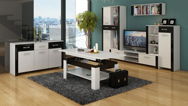 MebloCross Hugo salon biały czarny połysk