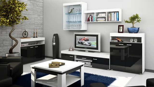 MebloCross Max salon biały czarny połysk