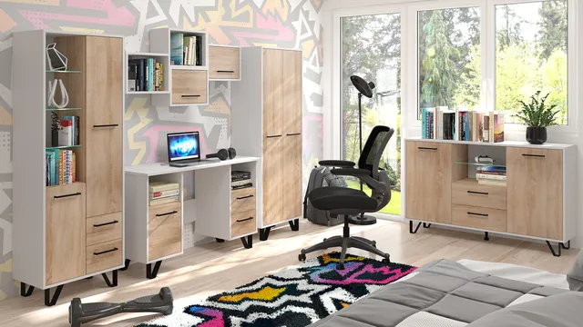 MebloCross Boss biały sonoma jasna