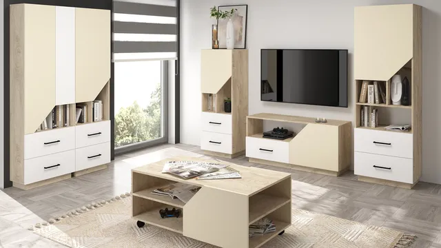 MebloCross Pax salon dąb endgrain biały krem